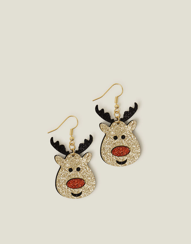 Glitter Reindeer Earrings, , large