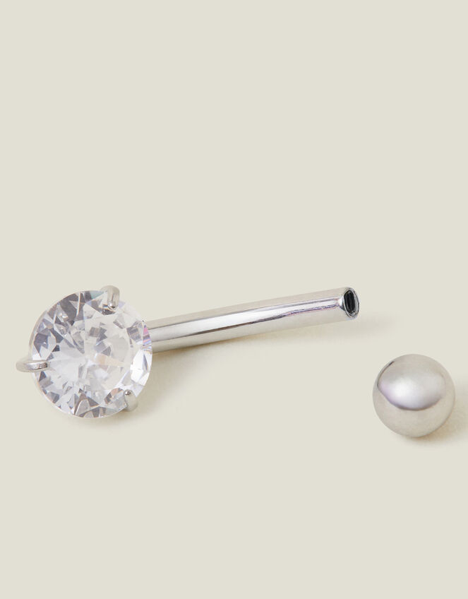 Platinum-Plated Surgical Steel Crystal Belly Bar, , large