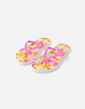 Floral Printed Flip Flops, Pink (PINK), large