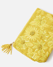 Embellished Raffia Large Flower Pouch, , large