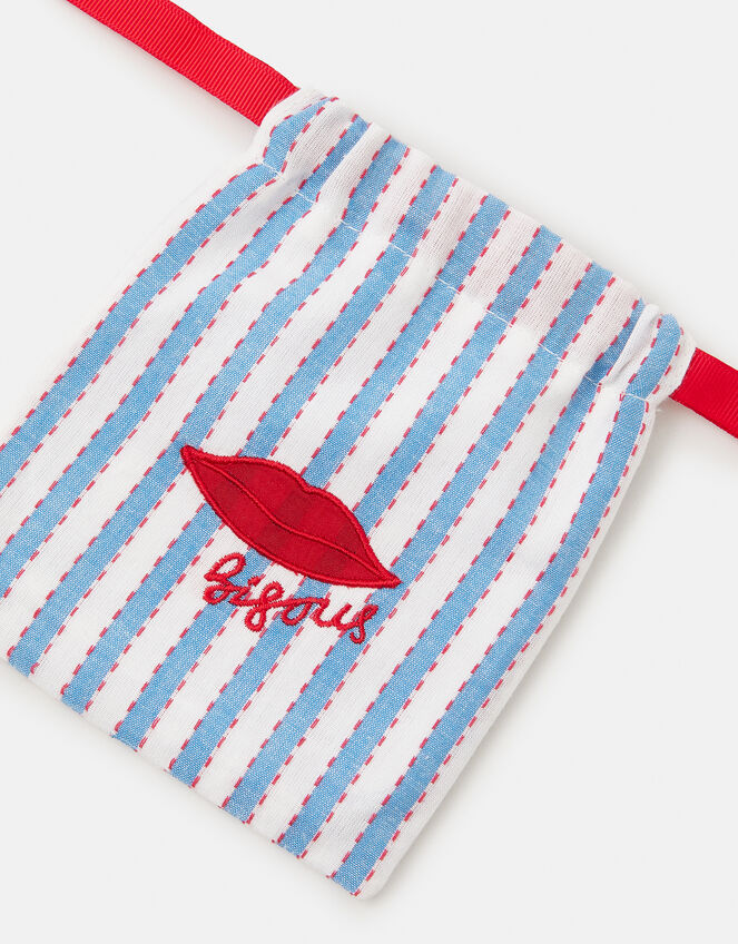 Striped Bisous Drawstring Pouch, , large