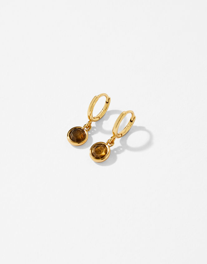 Gold-Plated Birthstone Earrings - October, , large