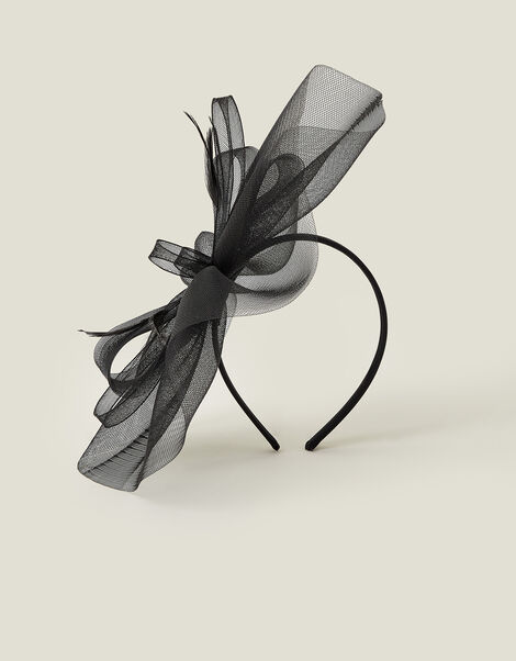 Mia Mini Crin Fascinator, Black (BLACK), large