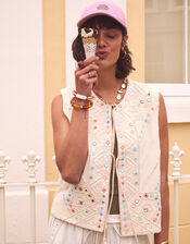 Mirror Embroidered Waistcoat, Natural (NATURAL), large