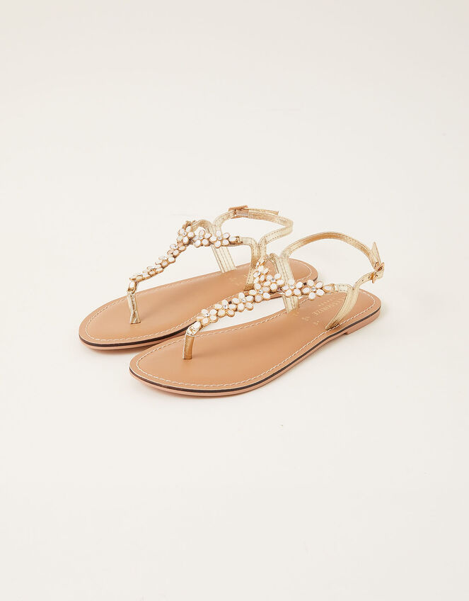 Pearl Flower Embellished Sandals, Cream (PEARL), large