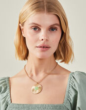 Resin Stone Disc Pendant Necklace, , large