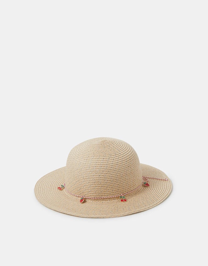 Cherry Charm Floppy Hat, Natural (NEUTRAL), large