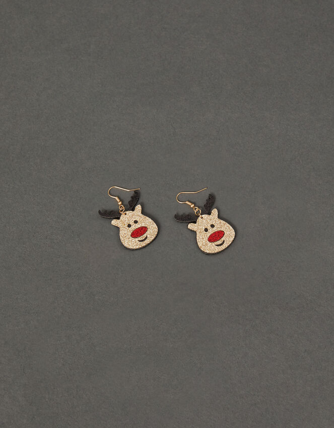 Glitter Reindeer Earrings, , large