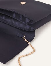 Satin Fold Over Clutch Bag, Blue (NAVY), large