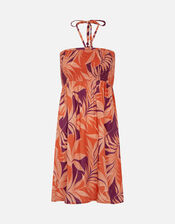 Palm Print Bandeau Dress, Orange (RUST), large
