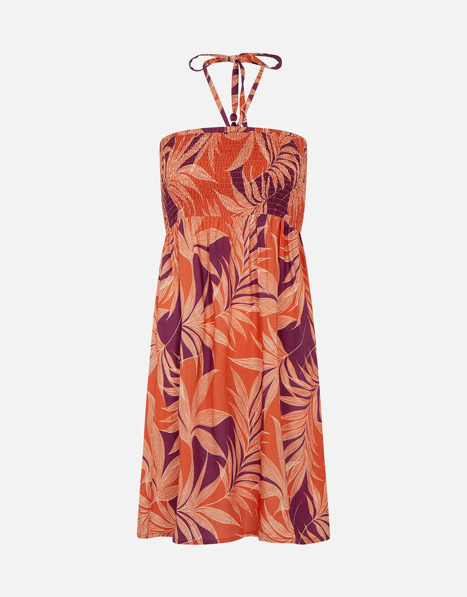 Palm Print Bandeau Dress, Orange (RUST), large