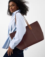 Plain Tote Bag, Brown (CHOCOLATE), large