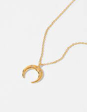 Gold-Plated Crescent Pendant Necklace, , large