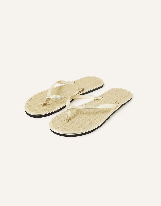 Plain Seagrass Flip Flops , Gold (GOLD), large