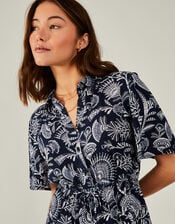 Fan Print Jumpsuit , Blue (NAVY), large