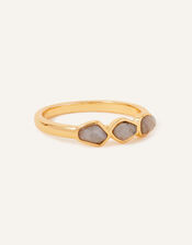 14ct Gold-Plated Labradorite Nugget Ring, Blue (BLUE), large