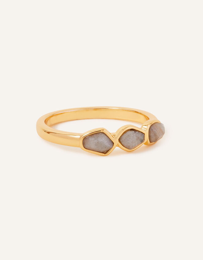 14ct Gold-Plated Labradorite Nugget Ring, Blue (BLUE), large