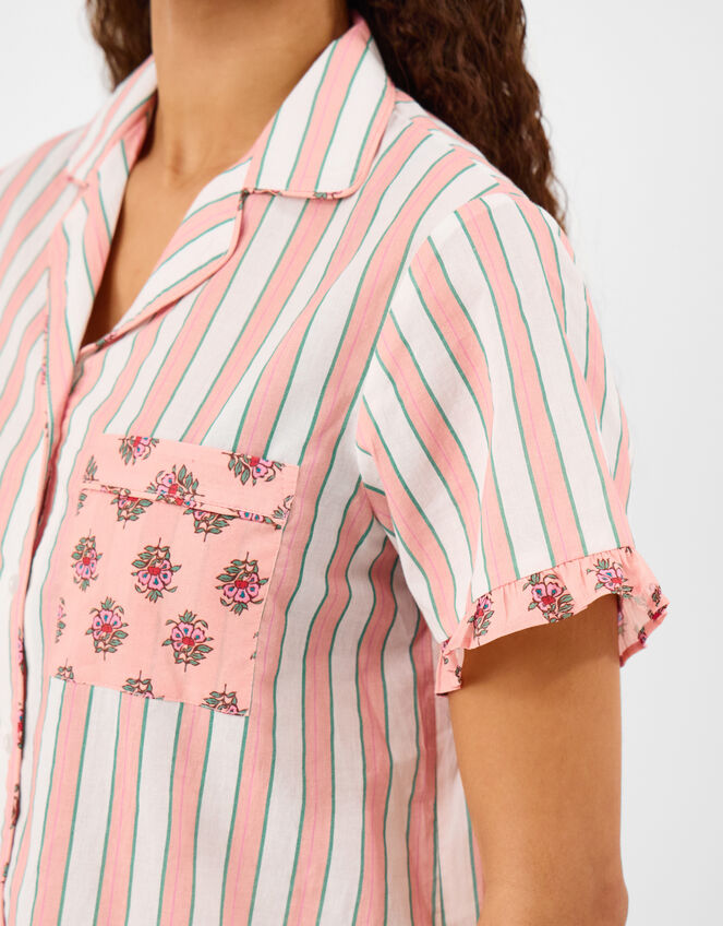 Floral Stripe Long Pyjamas Set, Pink (PINK), large