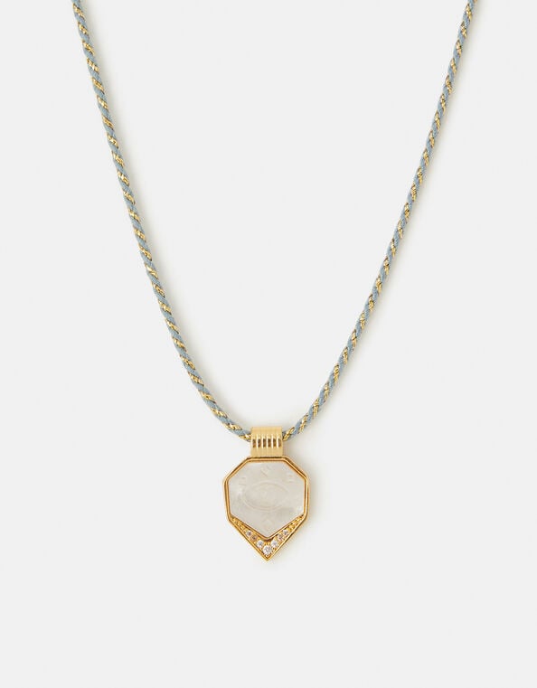 14ct Gold-Plated Evil Eye Pearl Necklace, , large
