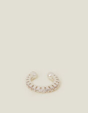 Sterling Silver-Plated Pavé Ear Cuff, , large