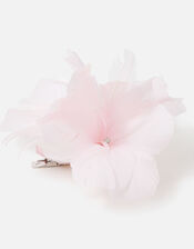 Light Feather Detail Flower Clip, Pink (PALE PINK), large
