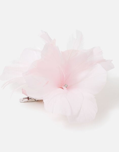 Light Feather Detail Flower Clip Pink, Pink (PALE PINK), large
