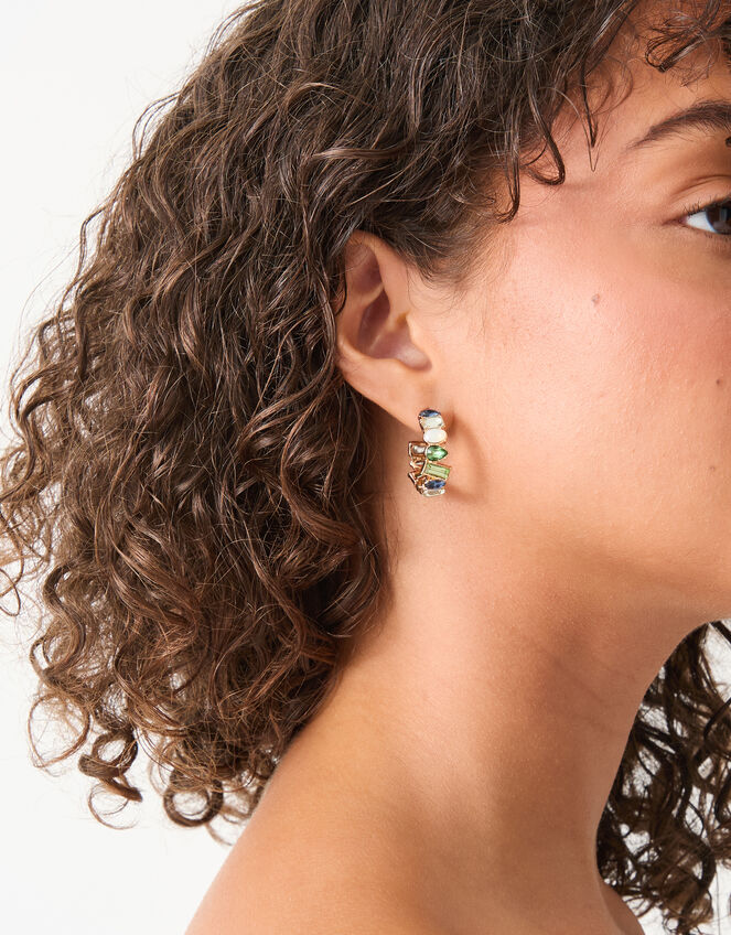 Jewel Encrusted Hoop Earrings, , large