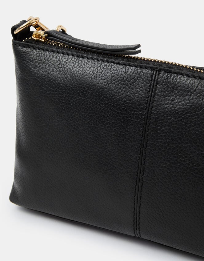 Leather Crossbody Handbag, Black (BLACK), large