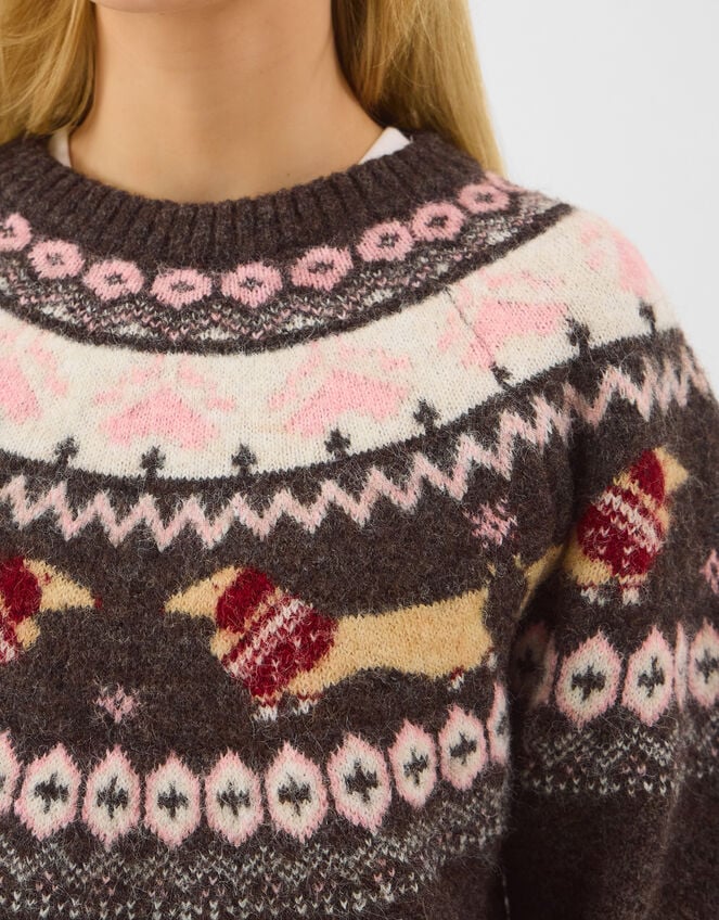 Sausage Dog Christmas Jumper, Brown (BROWN), large