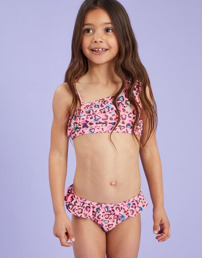 Girls Leopard Print Bikini Set, Multi (BRIGHTS MULTI), large