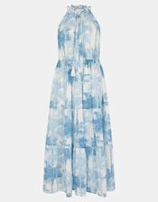 Palm Print Maxi Dress, White (WHITE), large