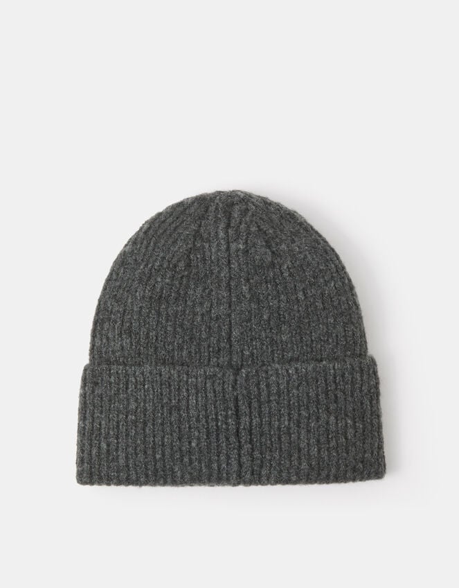 Heart Embroidered Beanie Hat, Grey (GREY), large