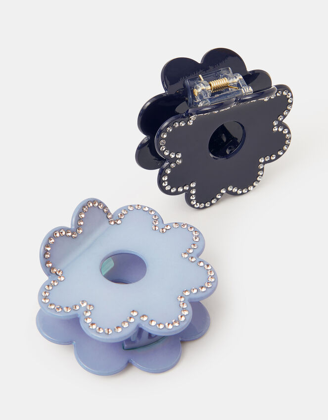 2-Pack Diamanté Flower Claw Clip, , large