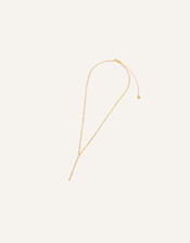 14ct Gold-Plated Sparkle Y-Chain Necklace, , large