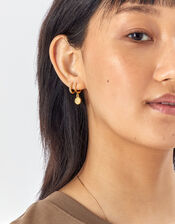 14ct Gold-Plated Molten Coin Huggie Hoops, , large