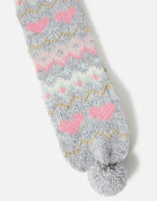 Dog Fairisle Print Scarf, Grey (GREY), large