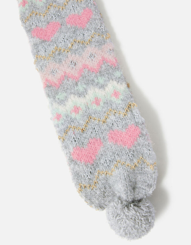 Dog Fairisle Print Scarf, Grey (GREY), large