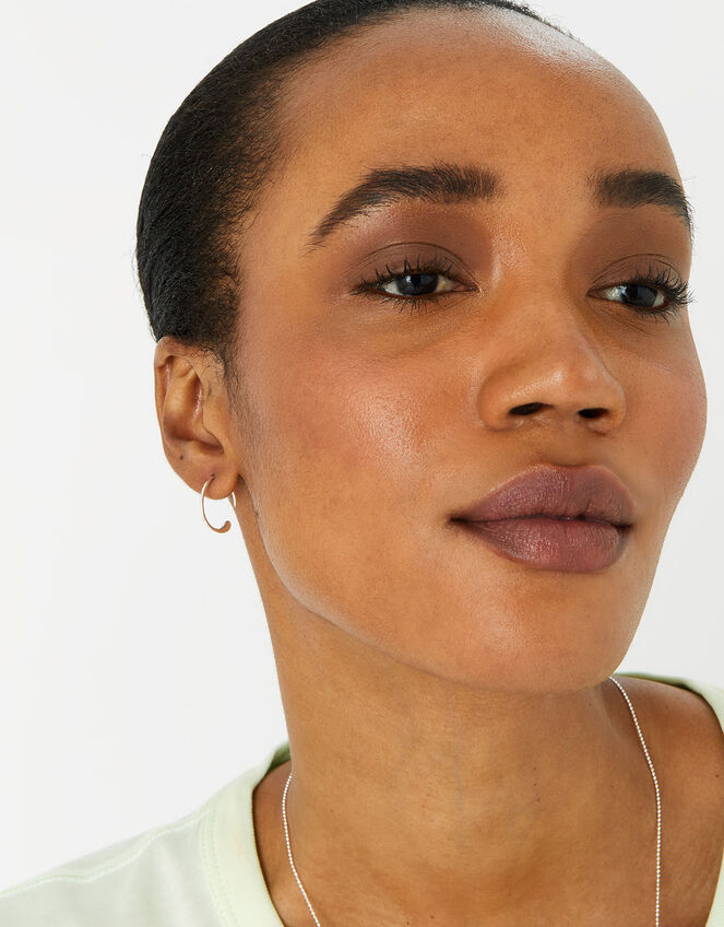 Sterling Silver Molten Hoop Earrings, , large