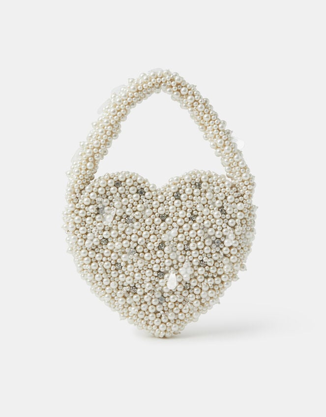 Bridal Pearl Heart Handbag, , large