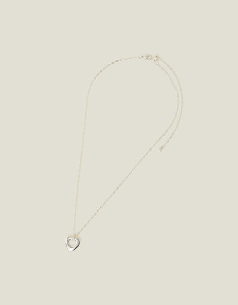 Sterling Silver-Plated Heart Necklace, , large