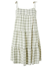 Gingham Strappy Sun Dress, Green (GREEN), large