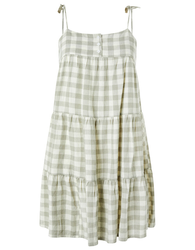 Gingham Strappy Sun Dress, Green (GREEN), large