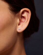 Sterling Silver Flower Flatback Stud, , large