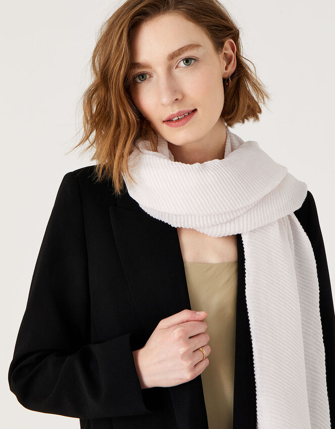 Glitter Pleat Scarf, Cream (CREAM), large