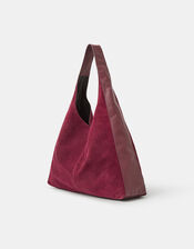Slouchy Suede Shoulder Bag, Red (BURGUNDY), large