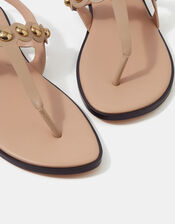 Stud Strappy Sandals, Cream (CREAM), large