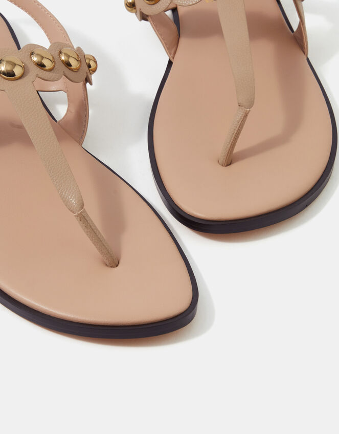 Stud Strappy Sandals, Cream (CREAM), large