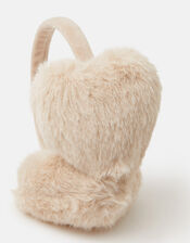 Faux Fur Heart Earmuffs, , large