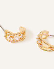 14ct Gold-Plated Sparkle Stone Hoop Earrings, , large