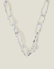 Sterling Silver-Plated Chunky Chain T-Bar Necklace, , large